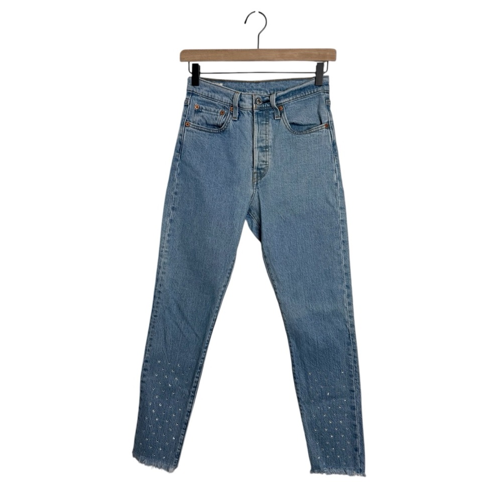 Levi’s Premium 501 Skinny Big E 90's Rhinestone Studded Jeans Butter Fly Size 24